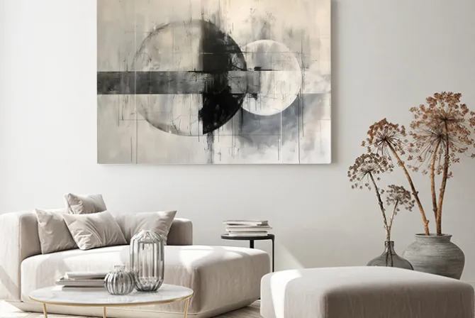 Obraz: Abstrakcyjne okręgi na betonowym tle