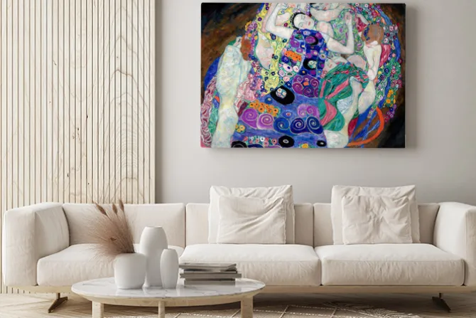 Obraz: Abstrakcyjne przedstawienie kobiet we wzorzystej scenerii