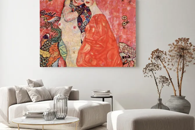 Obraz: Abstrakcyjne przedstawienie kobiet w czerwieni