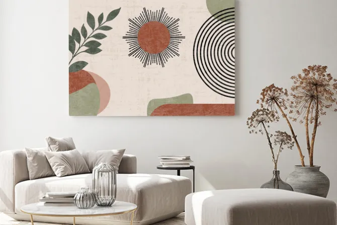 Obraz: Abstrakcyjne słońce z roślinnością