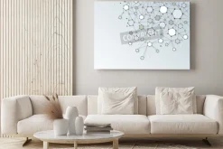 Obraz: Abstrakcyjne struktury cząsteczki dna z wielokąta na jasnoszarym