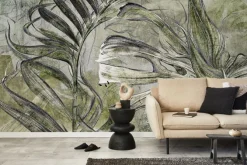 Obraz: Abstrakcyjne tropikalne liście na betonie
