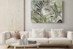 Obraz: Abstrakcyjne tropikalne liście na betonie