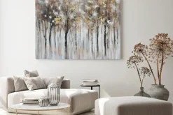 Obraz: Abstrakcyjne złote drzewa w jesiennym lesie