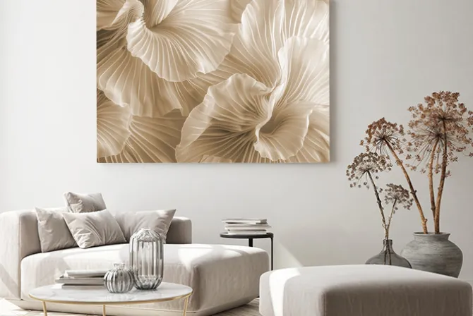 Obraz: Abstrakcyjny beżowy kwiat efekt 3d