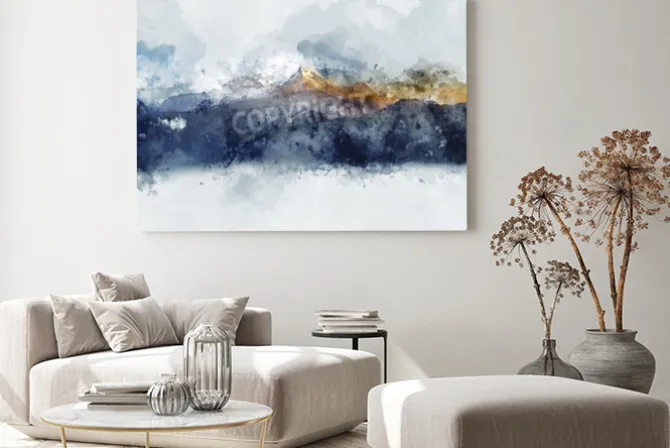 Obraz: Abstrakcyjny górski pejzaż akwarela