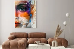 Obraz: Abstrakcyjny kolorowy portret dziewczyny młodej kobiety