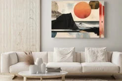 Obraz: Abstrakcyjny krajobraz zachód słońca i góry