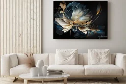 Obraz: Abstrakcyjny kwiat na ciemnym tle