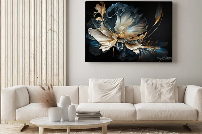 Obraz: Abstrakcyjny kwiat na ciemnym tle