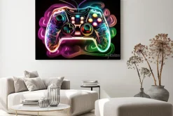 Obraz: Abstrakcyjny neonowy kontroler do gier