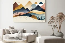 Obraz: Abstrakcyjny pejzaż górski w minimalistycznym stylu