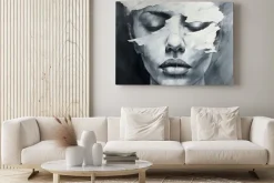 Obraz: Abstrakcyjny portret kobiety w szarości