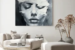 Obraz: Abstrakcyjny portret kobiety w szarości