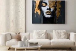 Obraz: Abstrakcyjny portret kobiety ze złotem