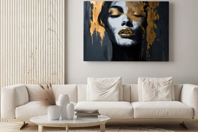 Obraz: Abstrakcyjny portret kobiety ze złotem