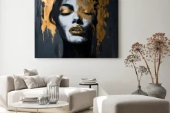 Obraz: Abstrakcyjny portret kobiety ze złotem