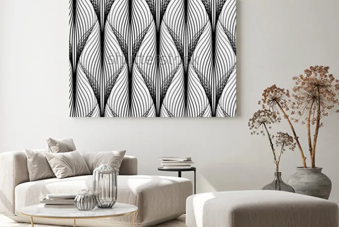 Obraz: Abstrakcyjny wzór geometryczny z falistymi liniami. połączone