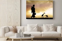 Obraz: Afrykańska kobieta i syn o zachodzie słońca