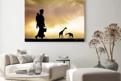 Obraz: Afrykańska kobieta i syn o zachodzie słońca