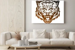 Obraz: Agresywne tygrysa twarz. linia stylu sztuki.