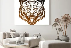 Obraz: Agresywne tygrysa twarz. linia stylu sztuki.