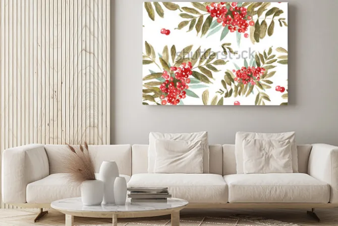 Obraz: Akwarela background z popiołu-jagód akwarela jarzębiny