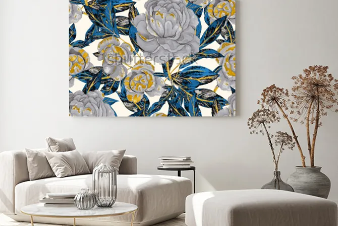 Obraz: Akwarela bezszwowe wzór z piwonie. kwiatowy wzór. romantyczny