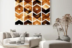 Obraz: Akwarela chevron ciemne kolory kawy na białym tle