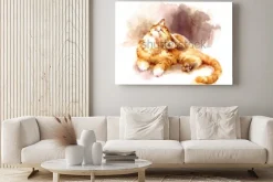 Obraz: Akwarela drapiący się kotek