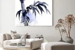 Obraz: Akwarela i atrament ilustracja bambusa z kolorami watersplashes.