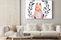 Obraz: Akwarela ilustracja z pies i boże narodzenie wieniec. 2018 nowy