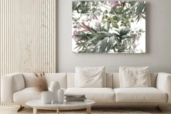 Obraz: Akwarela liście i kwiaty na białym tle