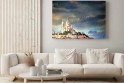 Obraz: Akwarela na montmartre w paryżu, we francji miasta.