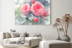 Obraz: Akwarela róż kwiaty kwiatowy tło tekstura ręcznie malowane ilustracji