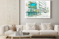 Obraz: Akwarela szkic lub ilustracja. berlin. znak wejścia do metra.