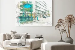 Obraz: Akwarela szkic lub ilustracja. berlin. znak wejścia do metra.