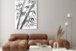 Obraz: Akwarela z dwóch bambusa łodygi malowane grunge udaremnienia.