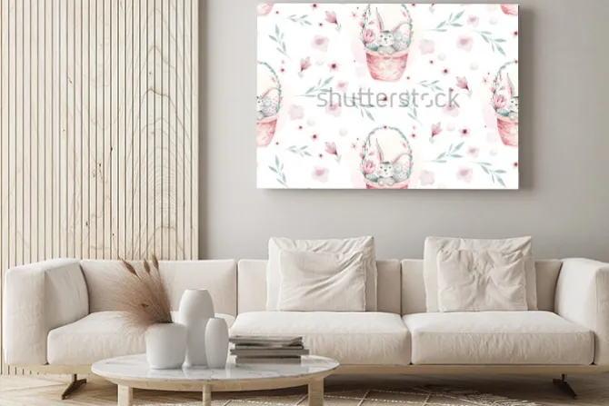 Obraz: Akwareli wiosny ilustracja śliczny easter dziecka królik. królik