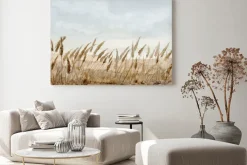 Obraz: Akwarelowa trawa pampasowa na tle nieba i piasku