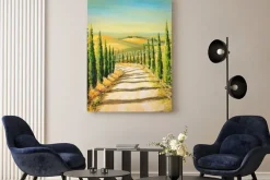 Obraz: Akwarelowy krajobraz drogi w toskanii