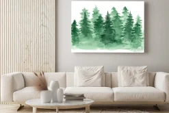 Obraz: Akwarelowy zielony iglasty las