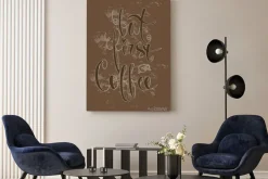 Obraz: Ale pierwsza kawa. plakat kaligrafii.