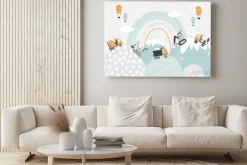 Obraz: Auta balony chmury i tęcza