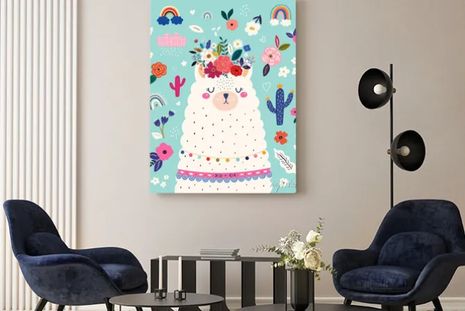 Obraz: Baby design with cute llama. baby animals pattern. vector illustration