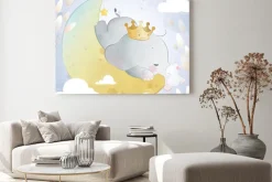 Obraz: Baby elephant sleeping on moon