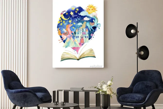 Obraz: Bajkowa ilustracja z jednorożcami