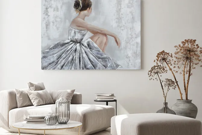 Obraz: Baletnica w kwiecistej sukni malunek w stylu olejnym