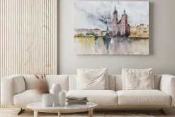 Obraz: Bazylika mariacka krajobraz w akwareli artystyczny malunek