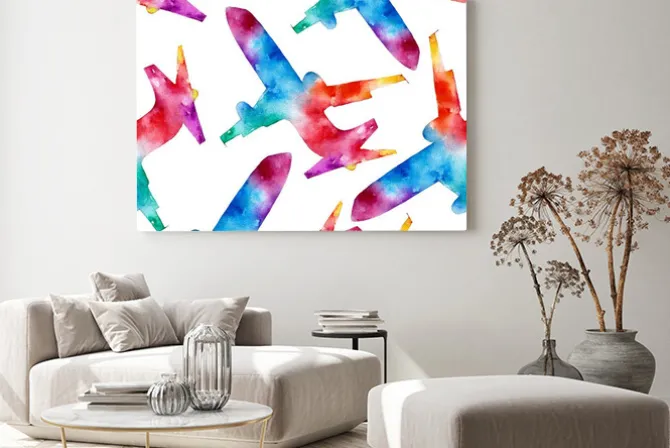 Obraz: Bez szwu deseń z samolotu, płaszczyzny. akwarela ilustracji.